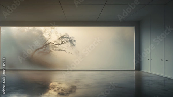 Obraz Soft mist leaking light in quiet reflective room
