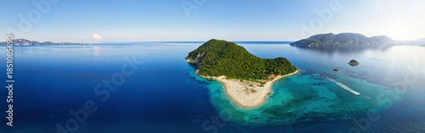 Fototapeta Aerial view from above looking down towards Marathonisi beach, Zakynthos 2025 