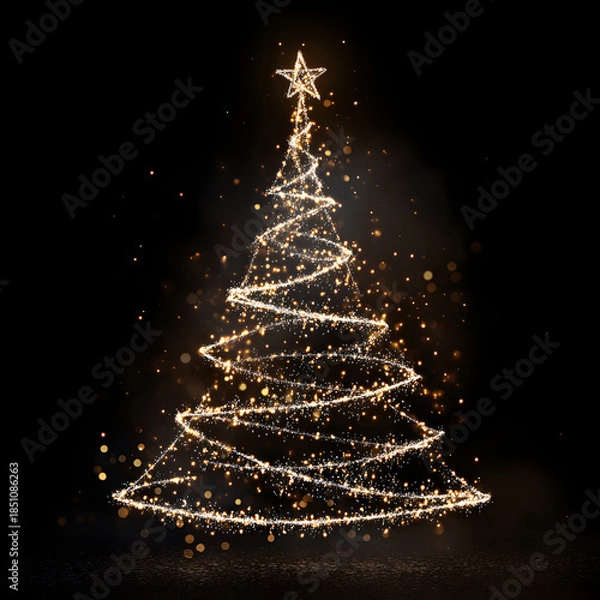 Obraz christmas tree on black background