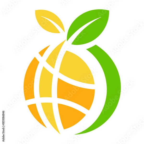 Obraz Eco globe icon with leafy elements