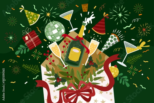 Fototapeta Exploding New Year Envelope