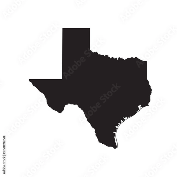Obraz Texas US State Map Silhouette Black