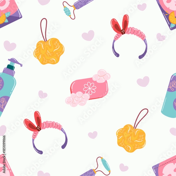 Obraz Flat cosmetic seamless pattern illustration