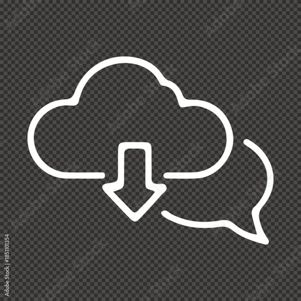 Obraz Cloud Communication and Data Download Icon Cloud-Based Data Transfer and Chat Vector