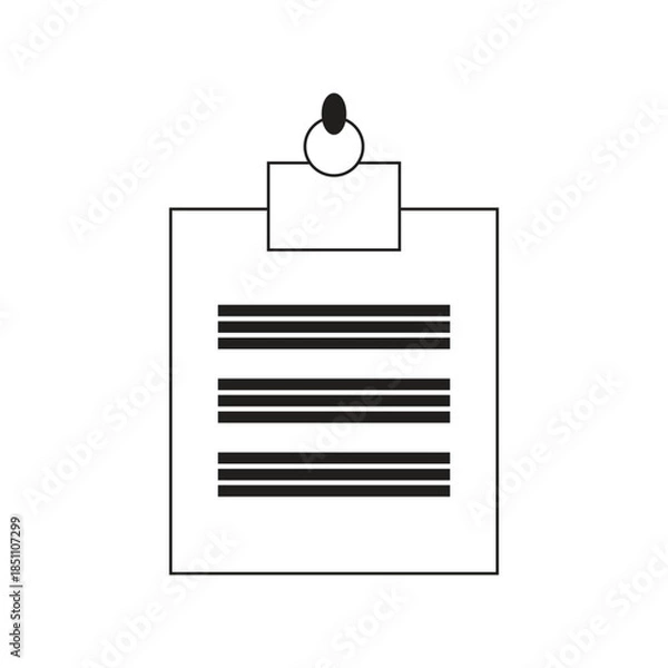 Obraz Clipboard Document Icon Vector | Checklist File Paper Symbol Editable EPS