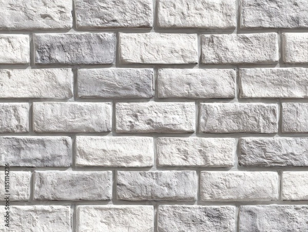 Obraz Distressed White Brick Wall Texture - Seamless Rustic Background with Uneven Surface.