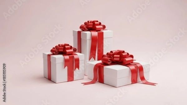 Obraz Three elegant gift boxes with red bows