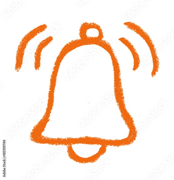 Obraz Bell Ring Icon Crayon Chalk Drawing Doodle Vector