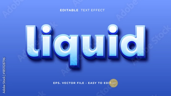 Fototapeta Glossy Blue Liquid 3D Editable Text Effect