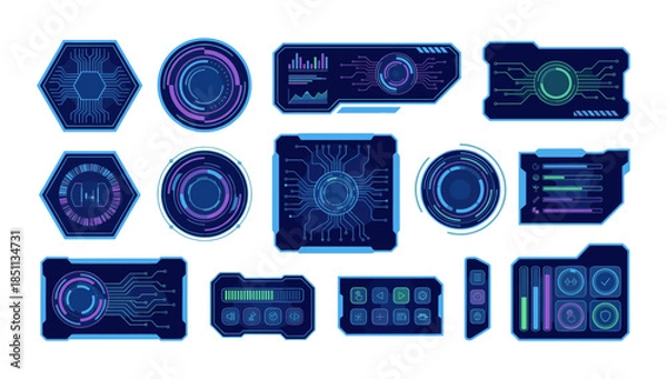 Obraz Futuristic digital user interface elements creating cyber technology