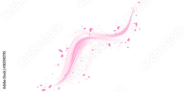 Obraz Glowing Pink Abstract Paint Stroke with Dynamic Splashes on transparent Background.