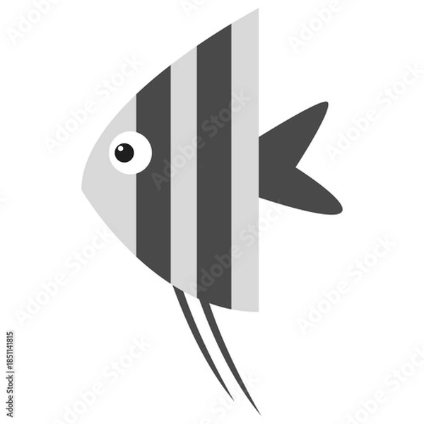 Obraz Flat Simple Striped Angelfish Aquatic Pet Underwater Creature Icon