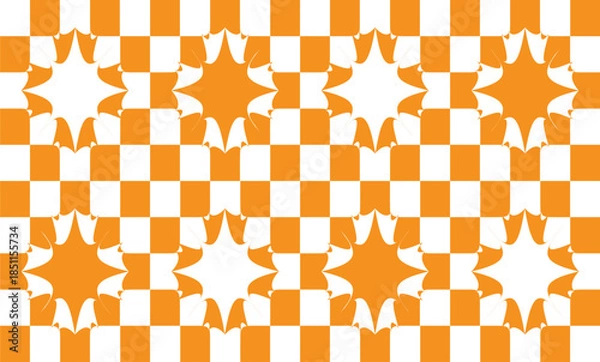 Obraz Checkered background with distorted squares. Abstract banner with distortion