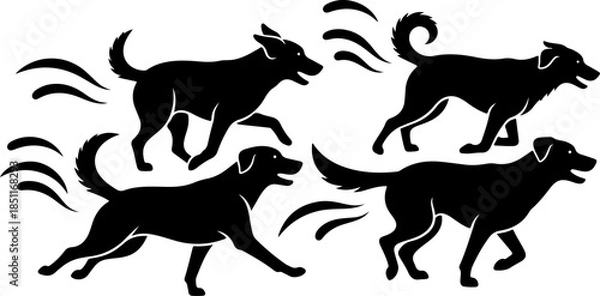 Obraz Cute Beagle Dog Poses Illustration Set – Sitting, Running, Sleeping & Howling Puppy Vector