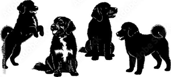 Obraz Cute Beagle Dog Poses Illustration Set – Sitting, Running, Sleeping & Howling Puppy Vector