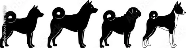 Obraz Cute Beagle Dog Poses Illustration Set – Sitting, Running, Sleeping & Howling Puppy Vector