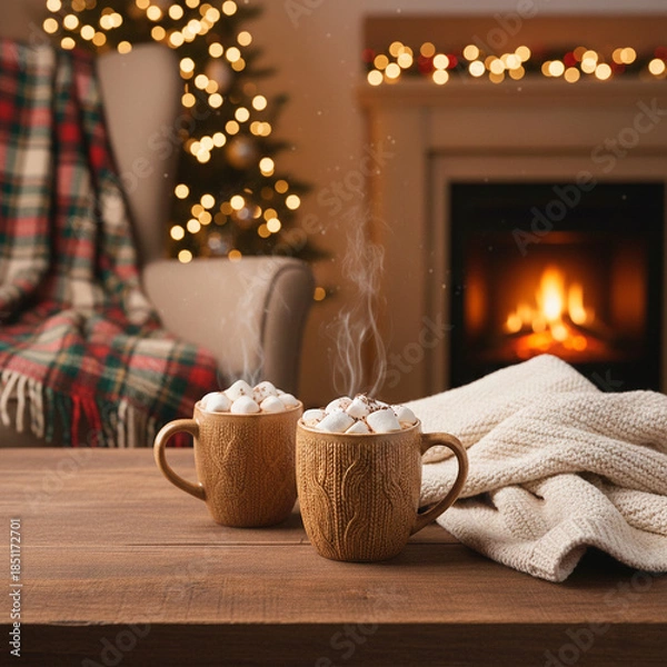 Obraz living room interior with fireplace