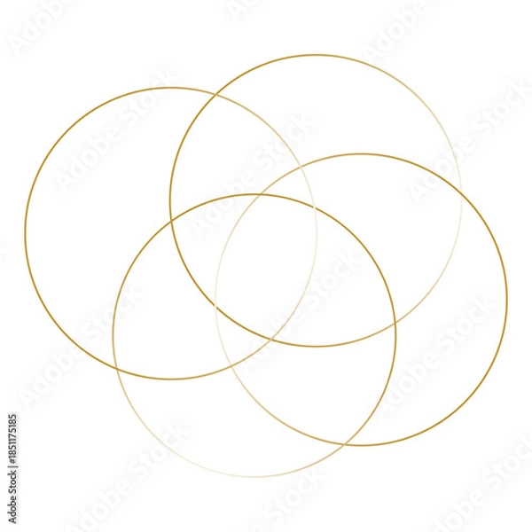 Obraz Gold abstract flowing lines creating overlapping circles. Vector illustration