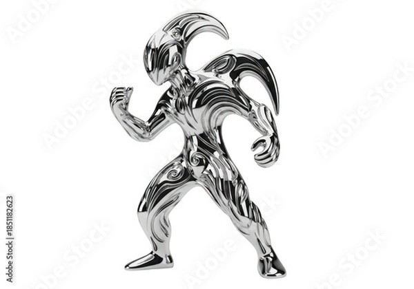 Obraz Sleek alien figure in dynamic pose isolated on transparent background