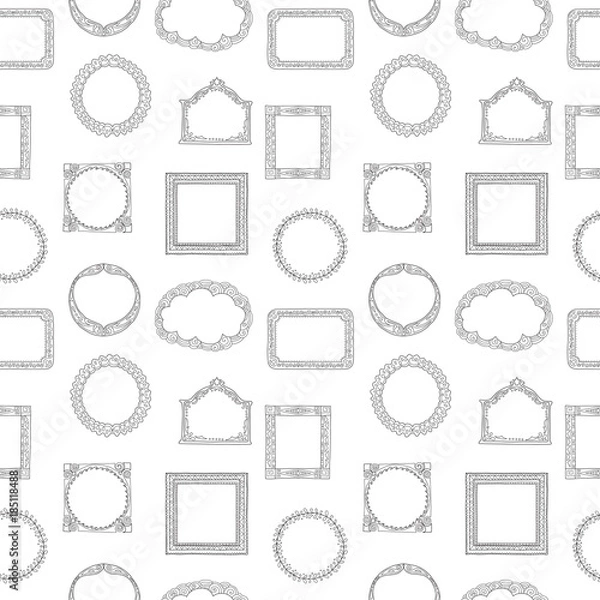 Fototapeta Seamless pattern with frame. Endless texture for wallpaper, fill,  web page background, surface texture.