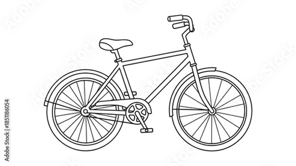 Obraz Simple linear bicycle outline drawing for design projects