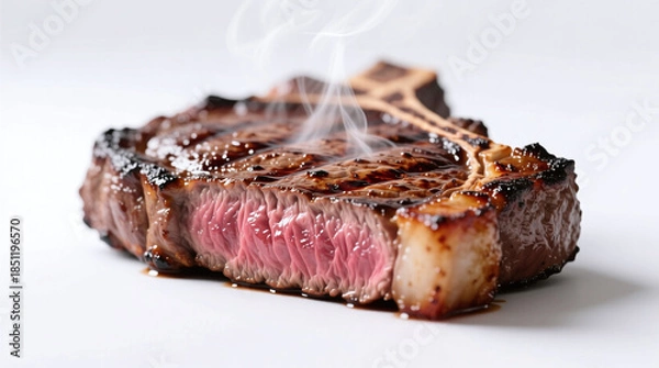 Obraz cooked ribeye steak isolated on white background