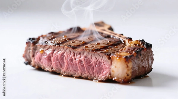 Obraz cooked ribeye steak isolated on white background