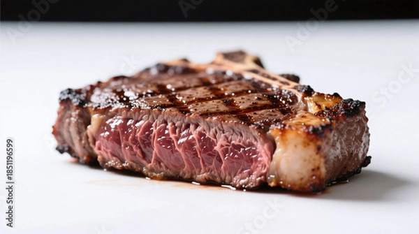 Obraz cooked ribeye steak isolated on white background