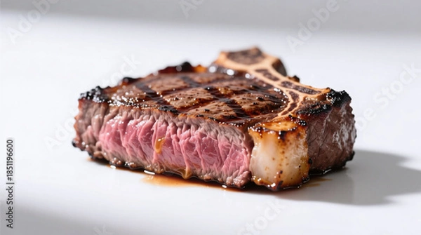 Obraz cooked ribeye steak isolated on white background