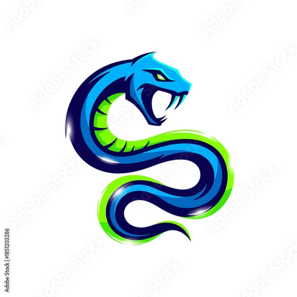 Obraz green snake vector illustration