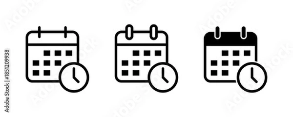 Obraz Calendar with clock icon set