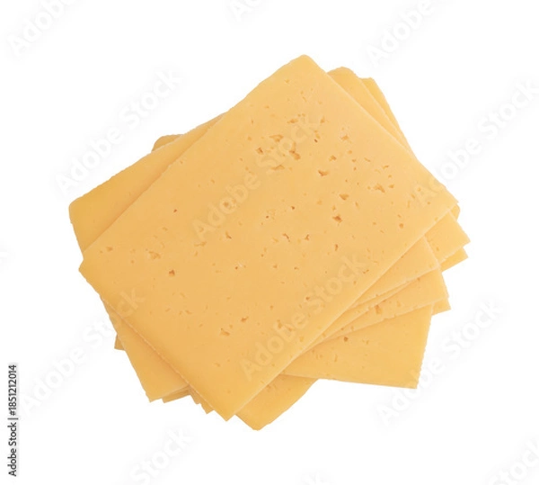 Obraz sliced cheese isolated on white background, top view