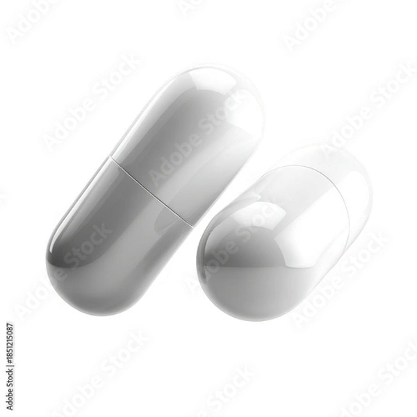 Fototapeta Two white capsules isolated on transparent background