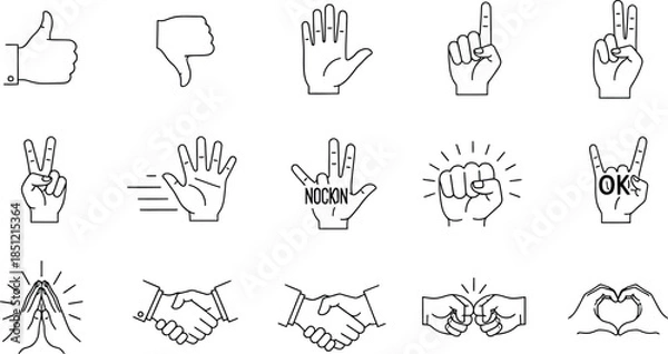 Obraz Hand Gestures Collection for Communication and Interaction