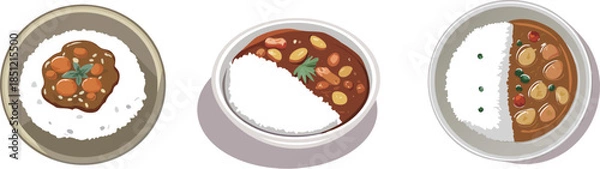 Obraz カレーライスのベクターイラストセット