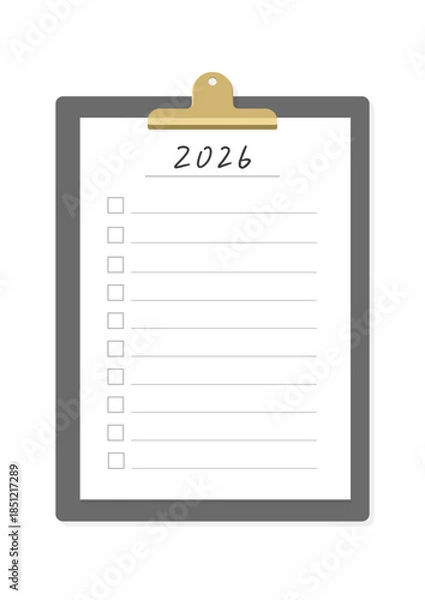 Obraz 2026年のチェックリストとバインダー - シンプルでおしゃれな目標や計画･Todoのテンプレート