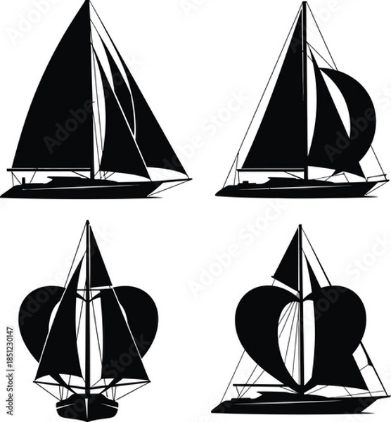 Fototapeta Sailboat Silhouettes Collection: Nautical Vector Art for Design Projects