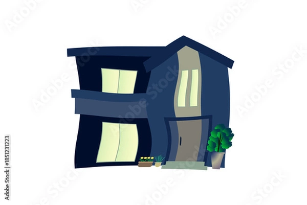 Obraz 揺れる家　2階建て　青 