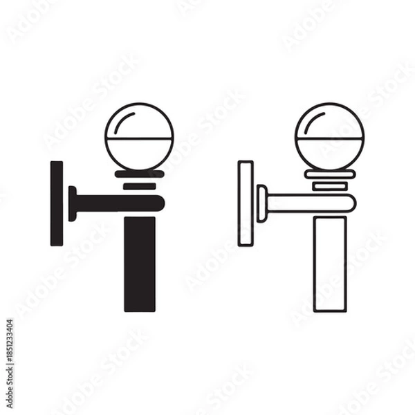 Obraz Flat Vector Wall Mounted Fixture Icons, Solid and Outline Style