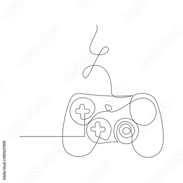 Obraz Game controller one line drawing gaming concept illustration