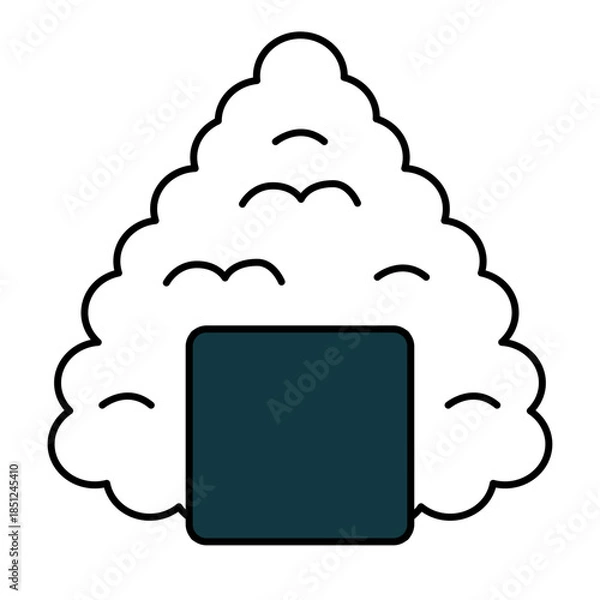 Obraz Simple Outline Delicious Onigiri Rice Ball Japanese Food Illustration