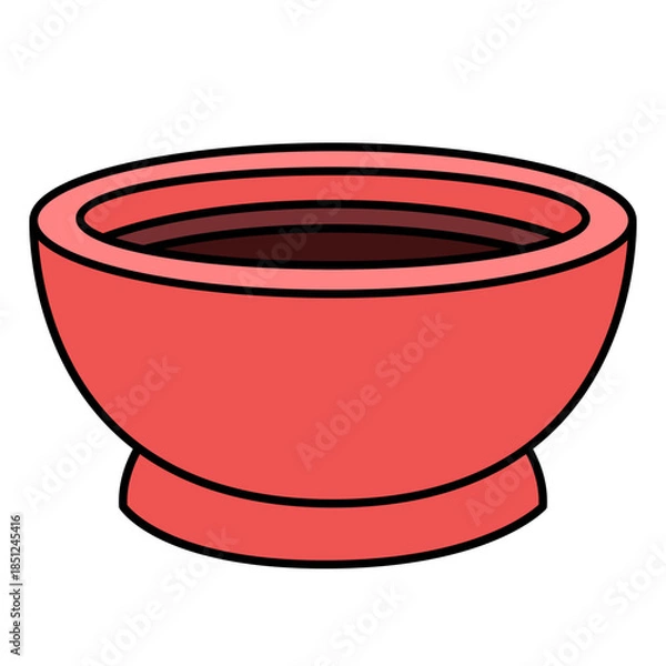 Obraz Simple Cartoon Pot with Dark Filling Liquid Inside Container