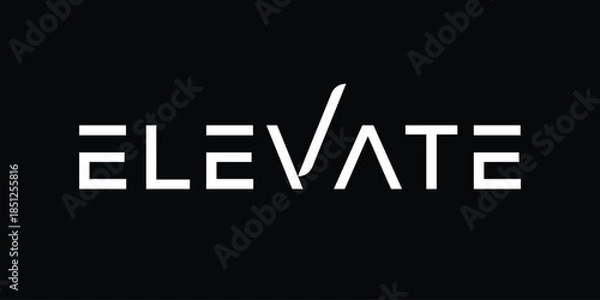 Fototapeta Elevate Text Logo, San Serif Font Typography Design Vector Template