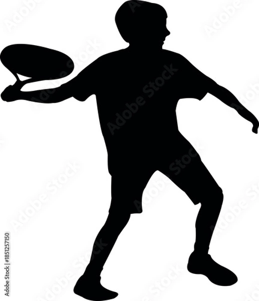 Obraz a boy playing tennis, silhouette vector