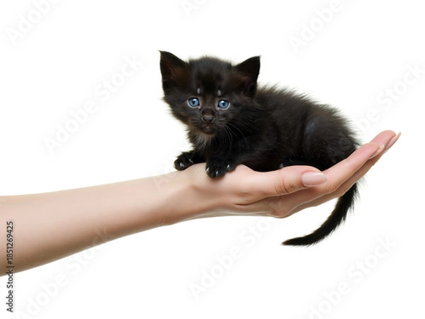 Obraz A Kitten In A Woman's Palm