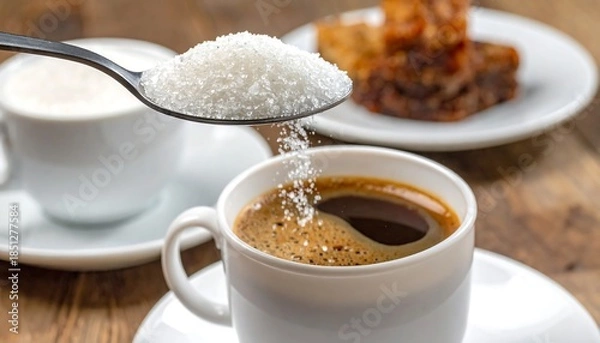 Obraz Sugar being poured into coffee