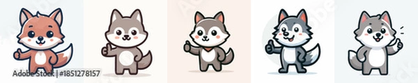 Obraz cute wolf vector giving thumbs up