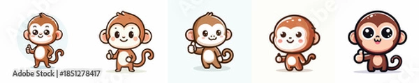 Fototapeta cute monkey vector giving thumbs up