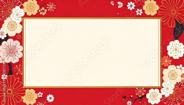 Obraz お正月に使える赤の和柄フレーム6