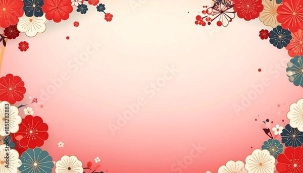 Obraz お正月に使える赤の和柄フレーム2